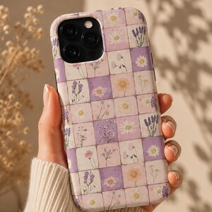 Lavender Floral Patchwork Phone Case Protective Phone Case Matte Glossy iPhone 17 16 15 14 ProMax SamsungS25 S24 Google Pixel