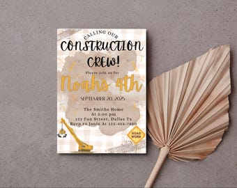 Invito di compleanno per cantieri edili, invito modificabile per festa di compleanno (download digitale)