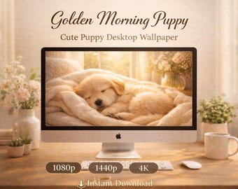 Chiot mignon papier peint chiot chiot du matin doré fond de chien esthétique confortable fond d'écran doux pour animaux de compagnie en téléchargement numérique