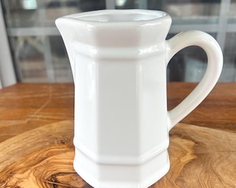 Vintage Stoneware Creamer/Pitcher- Heritage By Platzgraff | White |Country Cottage 1970s