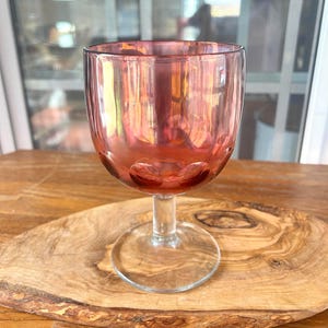 Vintage Bartlett Collins Cranberry Thumbprint Glass Goblet | Ruby Red | 1950s