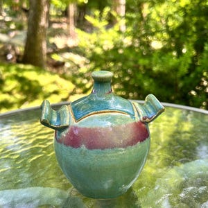 Vintage Studio Pottery Jar | Sugar Bowl | Turquoise Pottery