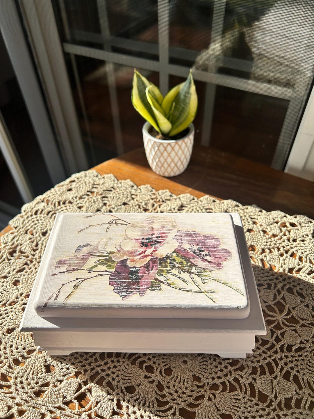 Handmade Wooden Box With Flowers - Shabby Chic Keepsake - Etsy