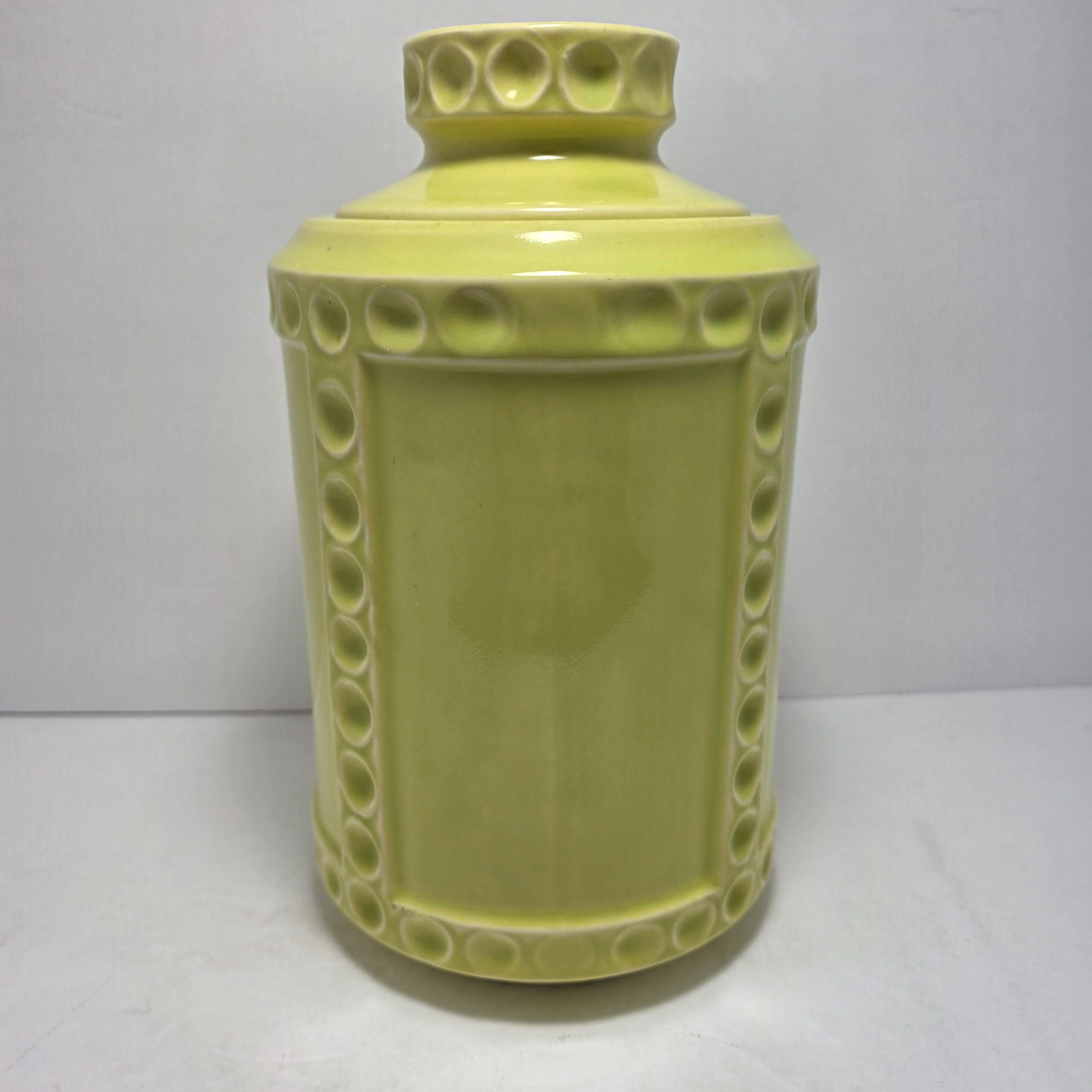 Vintage Lime Green Ceramic Canister - Etsy
