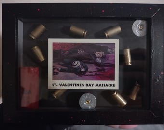 One of a kind St Valentine's day massacre shadow box display. True crime display