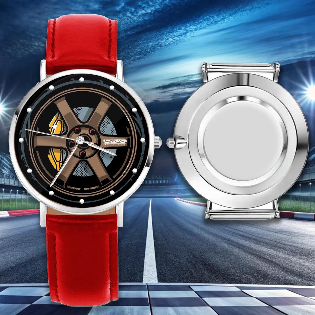 Volk Racing Rim Watch Volk Racing TE37 Rays Wristwatches Men's Watch With Leather Band Alloy ...