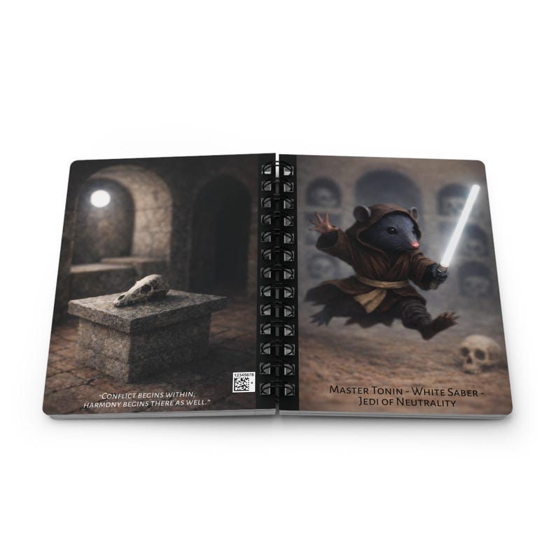 White Lightsaber Jedi Mouse Illustration Spiral Bound Journal image 5