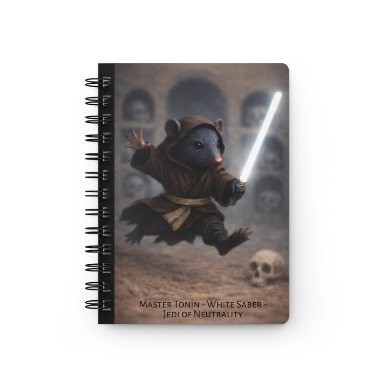 White Lightsaber Jedi Mouse Illustration Spiral Bound Journal image 1