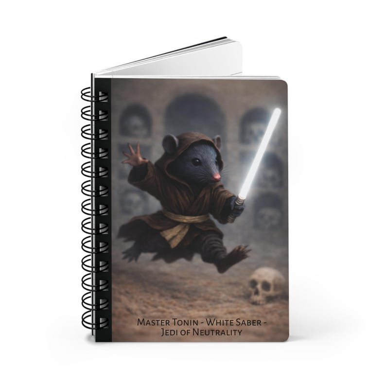 White Lightsaber Jedi Mouse Illustration Spiral Bound Journal image 3