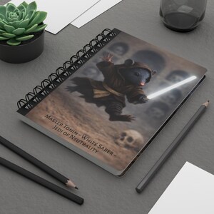 White Lightsaber Jedi Mouse Illustration Spiral Bound Journal image 6