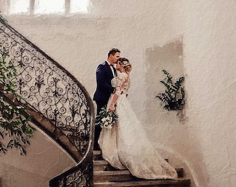 Pintura al óleo personalizada a partir de una foto, enmarcada o impresa en lienzo, regalos para parejas, retrato de boda, regalo de aniversario, retrato personalizado a partir de una foto.