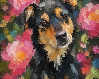 Retrato personalizado de mascota pintado al óleo a partir de una foto, enmarcado e impreso en lienzo, arte conmemorativo para perros.