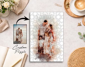 Puzzle fotografico personalizzato ad acquerello, puzzle personalizzato da 1000 pezzi, regalo di anniversario