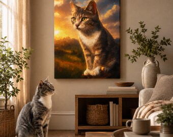Custom Pet Photo Print Canvas Print, Oil Effect on Canvas, Custom Photo on Framed Canvas, Pet Memorial Gifts, Multiple Sizes & Stain Options