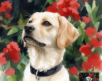 Retrato de mascota a partir de una foto, pintura de acuarela personalizada, regalo conmemorativo para mascotas, retrato de perro, regalo personalizado, impresión digital sobre lienzo.