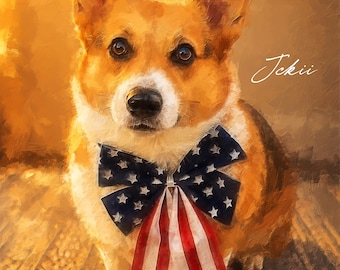 Retratos digitales personalizados de mascotas a partir de fotos, pintura personalizada de perros y gatos, regalo conmemorativo, arte decorativo de pared.