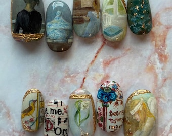 Handmade Renaissance Art Press On Nails | Fine Art Design