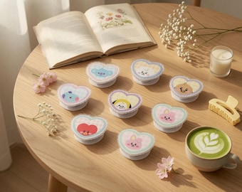 Cute Heart BT21 Magnetic Phonegrip, Heart BT21 Pop Socket, BT21 Phone Grip, Gift for Her, Gift for Fan, ARMY gift