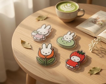 Cute White Bunny Magnetic Phonegrip, Miffy Pop Socket, Matcha Bunny, Strawberry Bunny, Kawaii Rabbit Grip, Miffy Phone Grip, Gift for Her