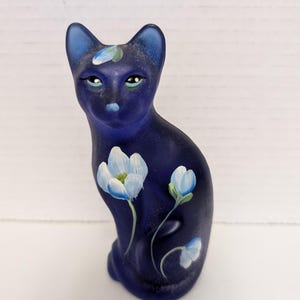 Fenton Blue Satin Cat - Etsy