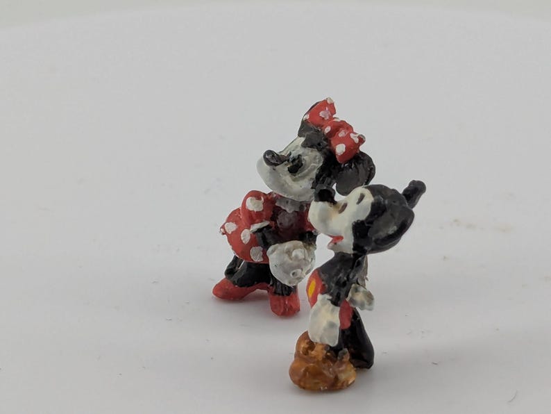 Mini Mickey Minnie Mouse Figurine Pair Vintage Character Miniatures image 4