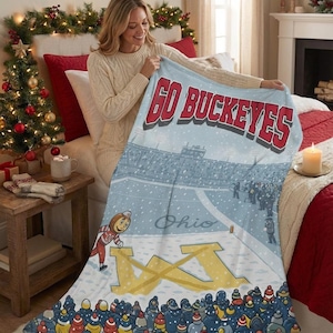 Ohio State Buckeyes Decke, Ohio lustig, OSU Football Fan Geschenk, gemütliche Spieltag Decke, College Sports Merch, Go Buckeyes Überwurf