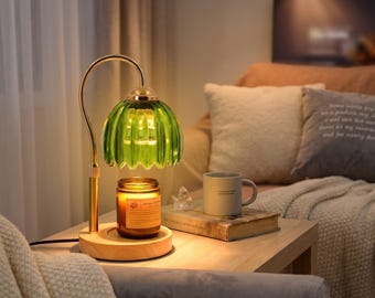 Flameless Flower Candle Warmer Lamp for Homes with Kids & Pets, Adjustable Height Dimmable Timer Wax Warmer, Bedside Aroma Lamp