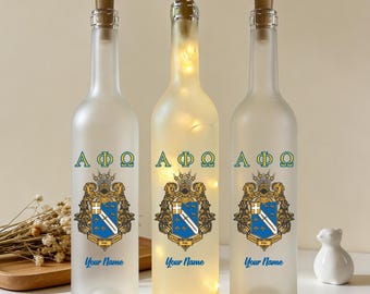 Alpha Phi Omega Bottle Lamp,Personalized Fraternity Gift,LED Message Bottle