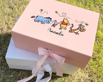 Caja de cinta magnética personalizada, cajas de regalo con nombre personalizado, caja de regalo vacía de Winnie the Pooh para niños