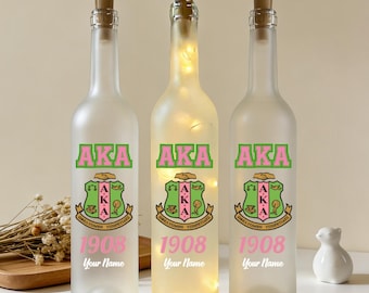 AKA Bottle Lamp,Personalized Gift for Sister,LED Message Bottle,Sorority Gifts