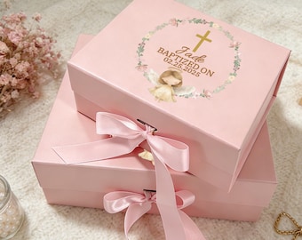 Personalized Keepsake Baptism Box for Girl,Personalized Religious Gift Boxes,Christening Gift Box
