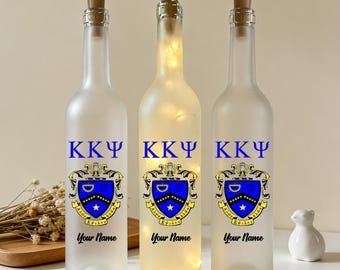 Kappa Kappa Psi Bottle Lamp,Personalized Fraternity Gift,LED Message Bottle