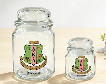 Personalized Alpha Kappa Alpha Candy Jar,Glass Treat Jar,1908 Sorority Gift,Cookie Jar