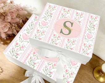 Personalized White Magnetic Box for Her, Custom Name Bridesmaid Proposal Box, Birthday Gift Boxes