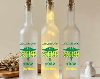 Chi Eta Phi Bottle Lamp,Personalized Sorority Gift,LED Message Bottle