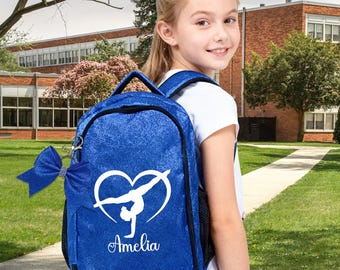 Mochila de gimnasia personalizada con purpurina y nombre bordado.