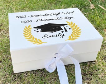 Caja de recuerdos de graduación personalizada, caja de recuerdos con nombre personalizado para regalos universitarios, regalo para graduados de último año