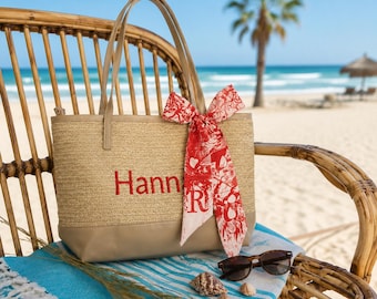 Bolsos de playa de paja personalizados, bolso bordado para despedida de soltera, regalos para viajes de chicas para ella.