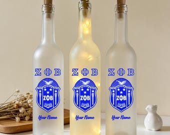 Zeta Phi Beta Bottle Lamp,Personalized Sorority Gift,LED Message Bottle