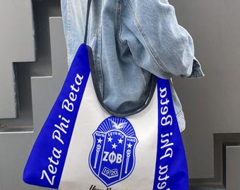 Personalized Zeta Phi Beta Bag,Tote Bag with Name,Shoulder Bag,Sorority Handbag,Sorority Gift