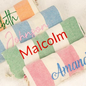 Personalized Embroidered Turkish Beach Towel, Custom Name Bachelorette Gift, Birthday Gifts for Daughter
