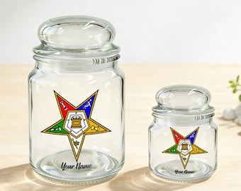 Personalized Order of the Eastern Star Candy Jar,Glass Treat Jar,Fraternity Gift,Cookie Jar
