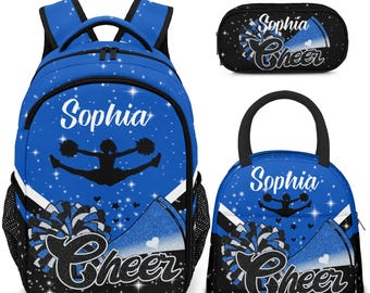 Set di zaini personalizzati per cheerleader, regali per la squadra di cheerleader blu, borsa scolastica per cheerleader