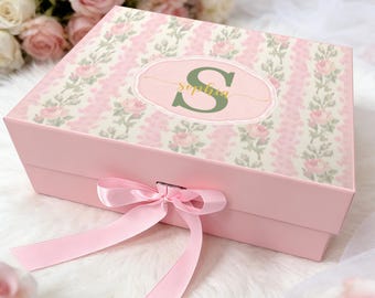 Personalized Empty Magnetic Gift Box with Ribbon, Custom Bridal Shower Box, Bridesmaid Proposal Packaging