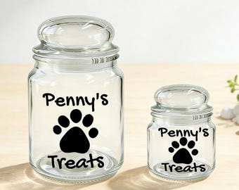 Personalized Dog Treat Jar – Paw Print Glass Pet Treat Container