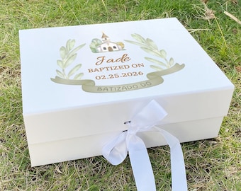 Personalized Baptism Gift Box for Grandson, Custom Name Magnetic Confirmation Keepsake Box