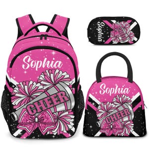 Personalisierter Cheerleader Rucksack Set, Pink Cheer Squad Geschenke