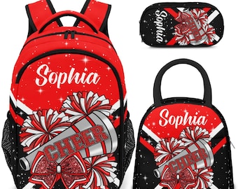 Personligt Cheerleader-ryggsäckset, matlåda och pennfodral