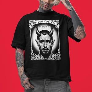 Devil Portrait T-Shirt | Gothic Tattoo Art, Edgy Streetwear