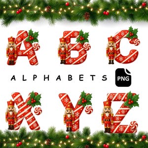 Nutcracker Christmas Alphabet Clipart I Candy PNG I Digital Download
